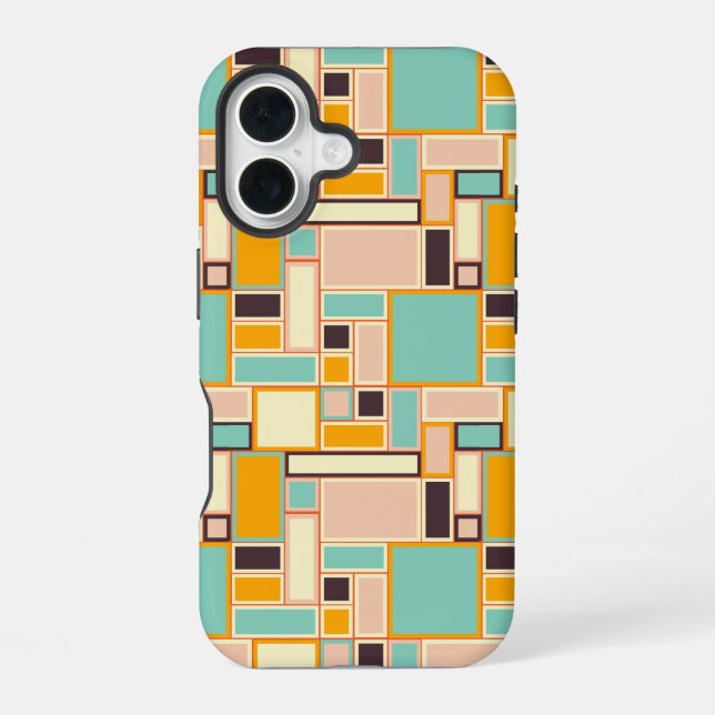 Coque iPhone 16 Motif abstrait vibrant avec des rectangles (Verso)