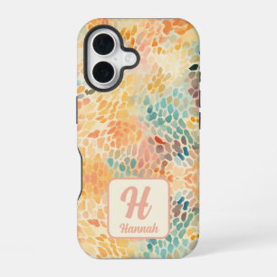 Coque iPhone 16 Motif aquarelle abstrait de monogramme personnalis