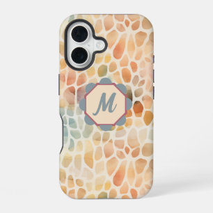 Coque iPhone 16 Motif aquarelle artistique de monogramme personnal
