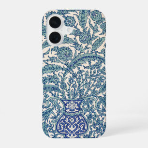 Coque iPhone 16 Motif arabe Floral Orné Bleu