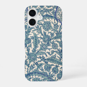 Coque iPhone 16 Motif arabe Floral Orné Bleu