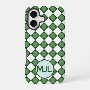 Coque iPhone 16 Motif Argyle Classique avec Monogramme Personnalis