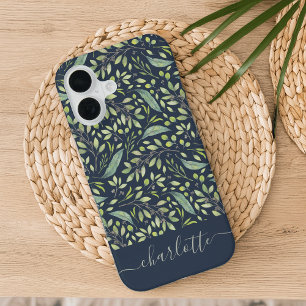 Coque iPhone 16 Motif botanique personnalisé vert printemps