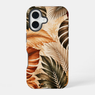 Coque iPhone 16 Motif botanique tropical de Monstera d'automne