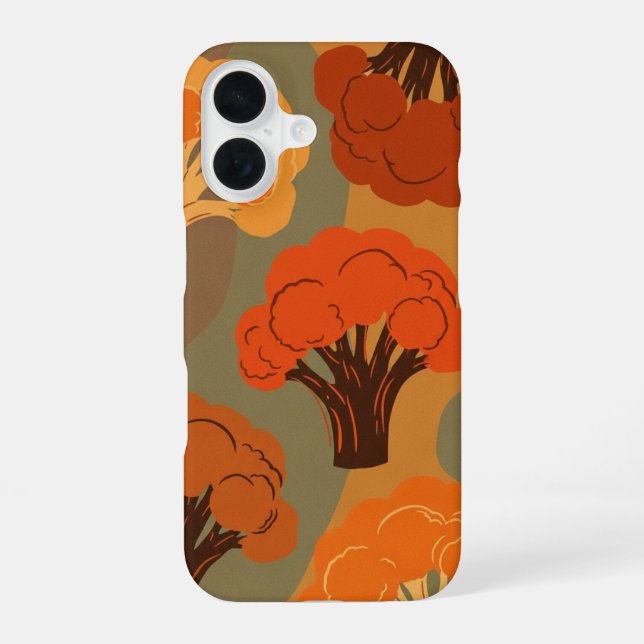 Coque iPhone 16 Motif Brocoli Orange Vintage (Verso)