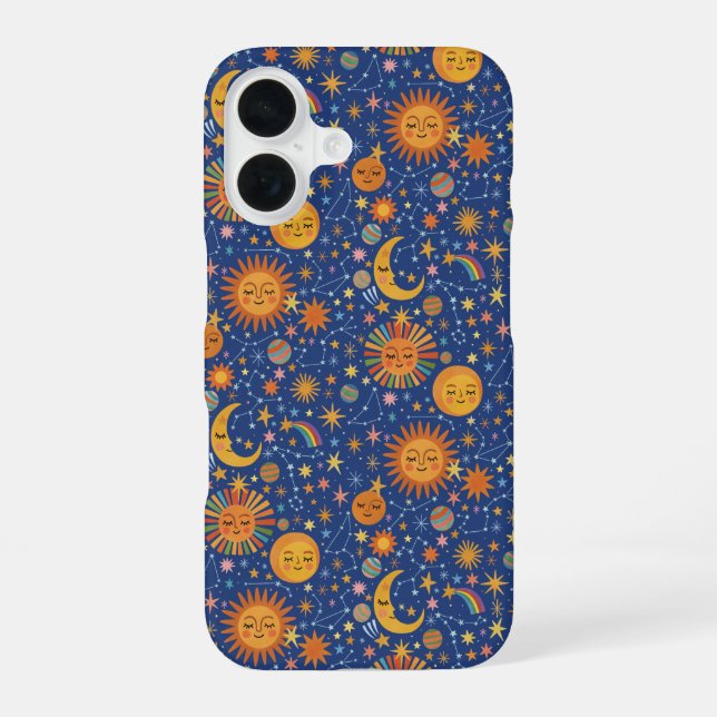 Coque iPhone 16 Motif céleste dessiné à la main -  (Verso)