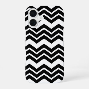 Coque iPhone 16 Motif chevron zigzag noir et blanc