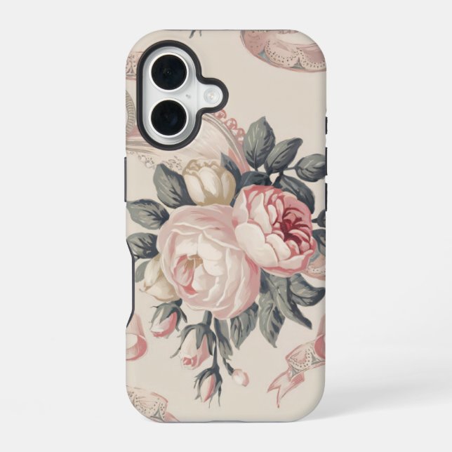 Coque iPhone 16 Motif Coquette Fleurs (Verso)