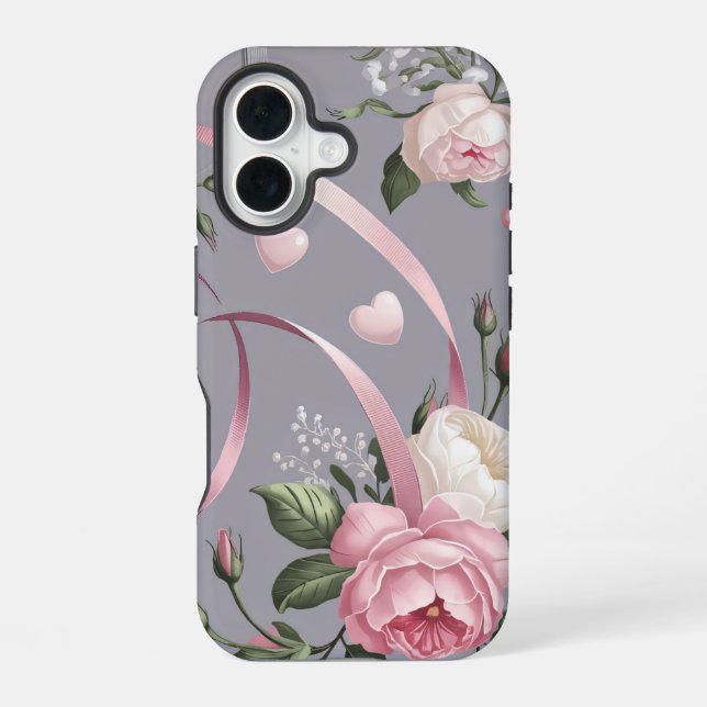 Coque iPhone 16 Motif Coquette Fleurs Roses (Verso)