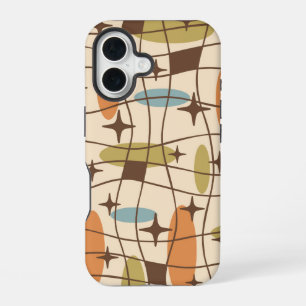 Coque iPhone 16 Motif cosmique de l'ère atomique du modernisme du