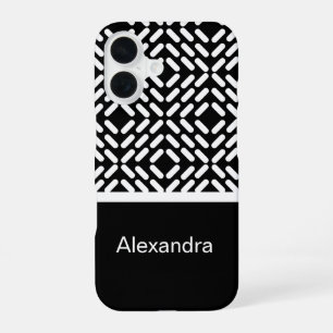 Coque iPhone 16 Motif cylindre noir et blanc
