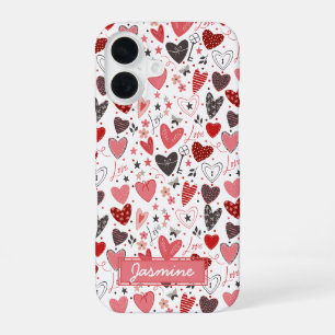 Coque iPhone 16 Motif d'amour des coeurs