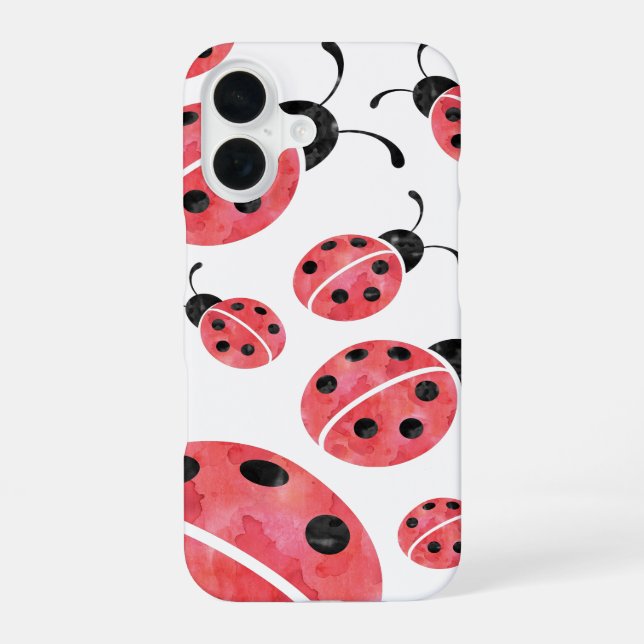 Coque iPhone 16 Motif d'aquarelle Ladybug (Verso)