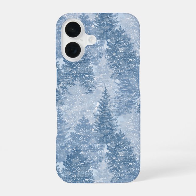 Coque iPhone 16 Motif d'arbre de pin bleu (Verso)