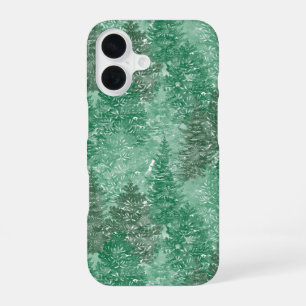 Coque iPhone 16 Motif d'arbre de pin vert