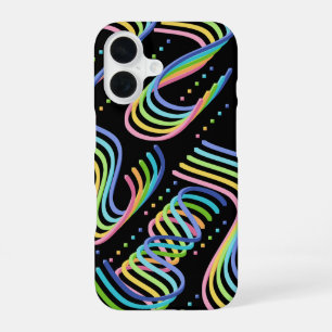 Coque iPhone 16 Motif d'art de rangées de rubans colorés arc-en-ci