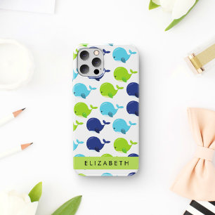 Coque iPhone 16 Motif De Baleines, Baleines Mignonnes, Votre Nom