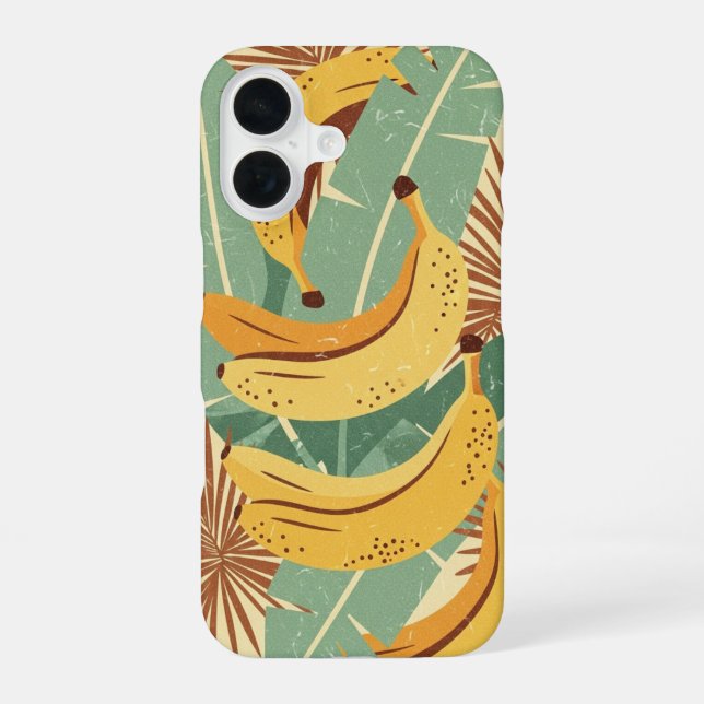Coque iPhone 16 Motif de banane tropicale vintage (Verso)