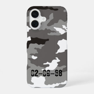 Coque iPhone 16 Motif de camouflage gris