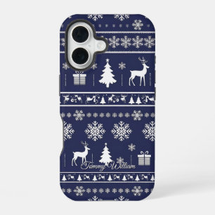 Coque iPhone 16 motif de chandail mignon et moche de noël