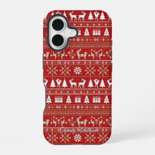 Coque iPhone 16 motif de chandail mignon et moche de noël