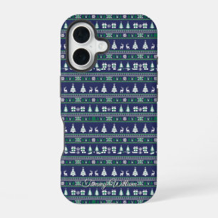 Coque iPhone 16 motif de chandail mignon et moche de noël