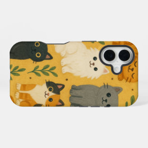 Coque iPhone 16 Motif de chats Conception d'impression tout-en-u