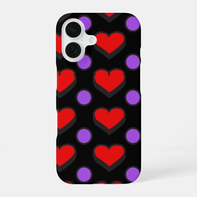 Coque iPhone 16 Motif de cœurs et de cercles (Verso)