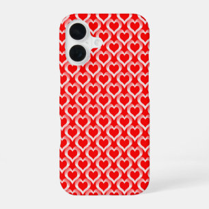 Coque iPhone 16 Motif de cœurs rouges blancs