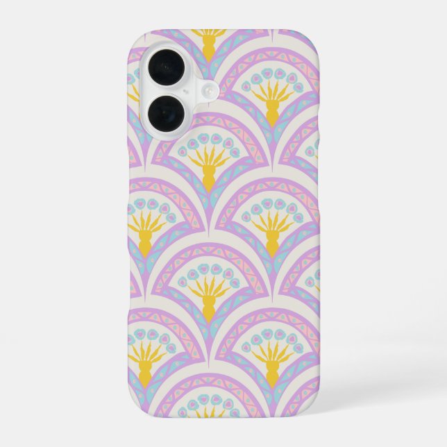 Coque iPhone 16 Motif de coquille de couleur pastel (Verso)