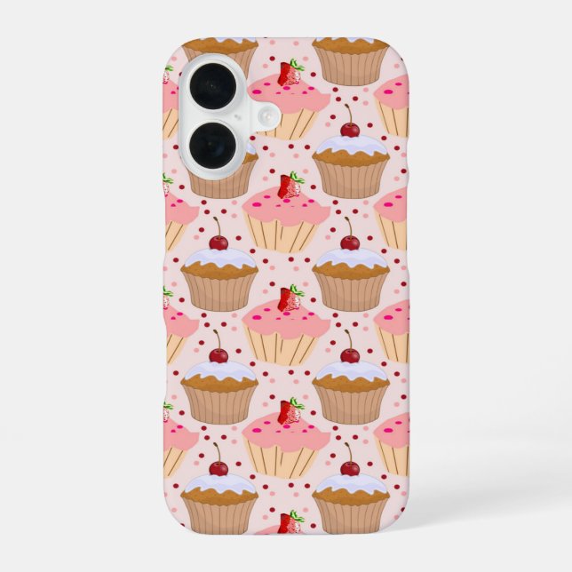 Coque iPhone 16 Motif de cupcake rose (Verso)