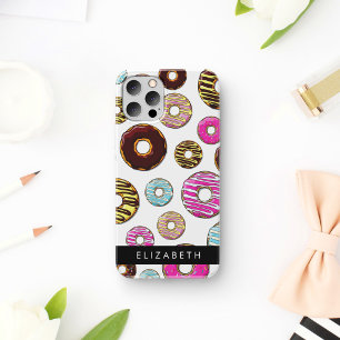 Coque iPhone 16 Motif de donuts, Donuts colorés, Votre nom