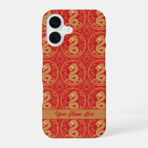 Coque iPhone 16 Motif de dragon doré majestueux chinois