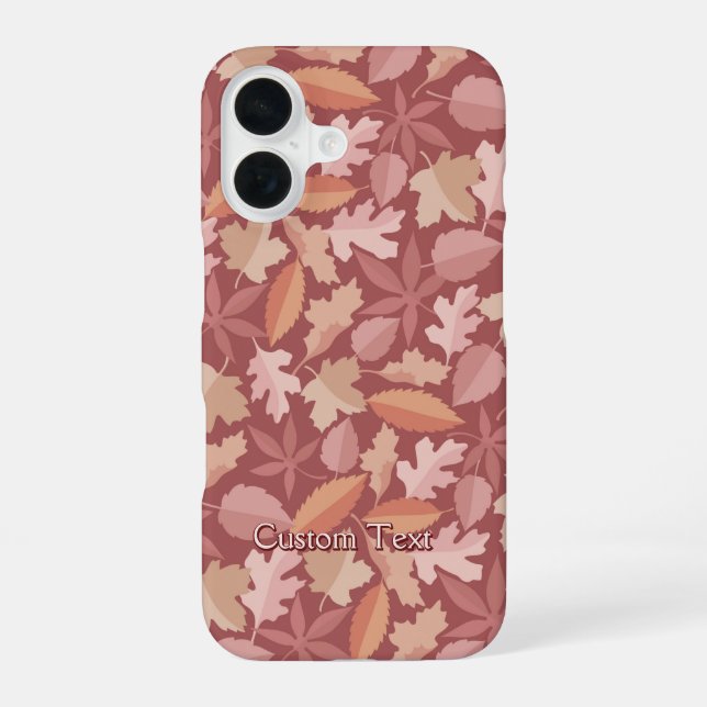 Coque iPhone 16 Motif de feuilles de Marsala (Verso)