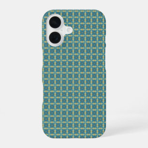 Coque iPhone 16 Motif de feuilles simples en bleu