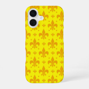Coque iPhone 16 Motif de fleur de lis jaune Design