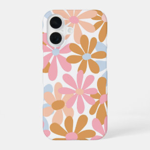 Coque iPhone 16 Motif de fleur de marguerite pastel rétro