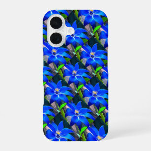 Coque iPhone 16 Motif de fleurs bleues profondes