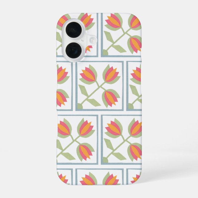 Coque iPhone 16 Motif de fleurs décoratives modernes (Verso)