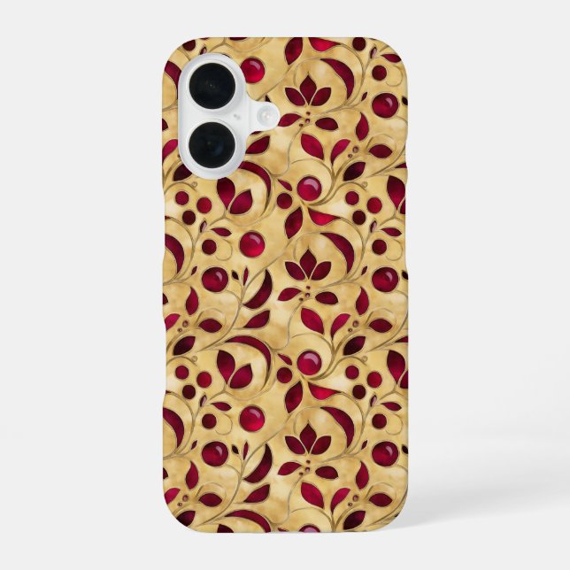 Coque iPhone 16 Motif de fleurs Ruby (Verso)