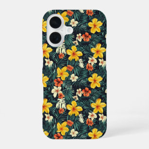 Coque iPhone 16 Motif de fleurs tropicales jaunes