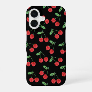Coque iPhone 16 Motif de fruit cerise aquarelle rouge