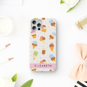 Coque iPhone 16 Motif de glace, Cône de glace, Votre nom