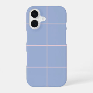 Coque iPhone 16 Motif de grille bleu clair et rose