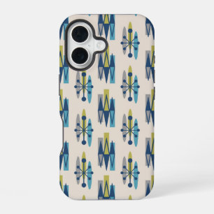 Coque iPhone 16 Motif de l'ère atomique du milieu du siècle modern