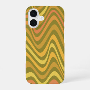 Coque iPhone 16 Motif de lignes abstraites rétro des années 60 70