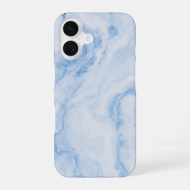 Coque iPhone 16 Motif de marbre en pierre bleue élégant (Verso)