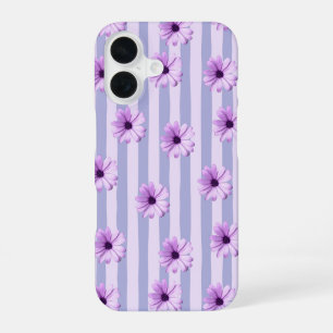 Coque iPhone 16 Motif de marguerite bleue et violette