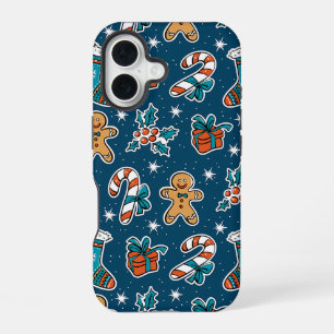 Coque iPhone 16 Motif de Noël esthétique Bonbon Père Noël