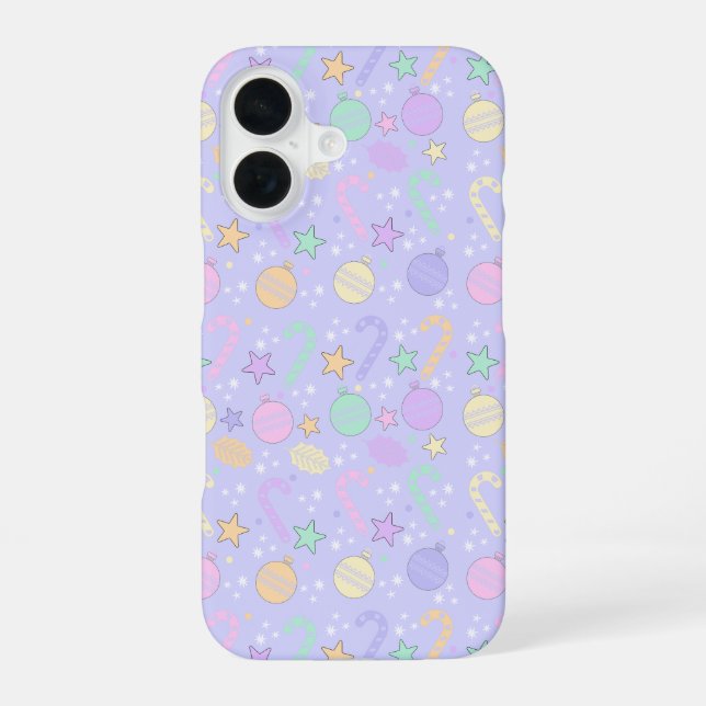 Coque iPhone 16 Motif de Noël pastel (Verso)